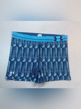 Under Armour HeatGear Compression Shorts Women’s Large Blue Athletic Activewear